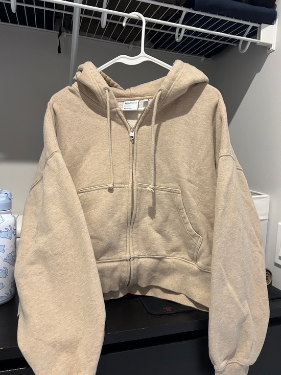 TNA Tops - Beige TNA Zip-Up Cropped Sweatshirt